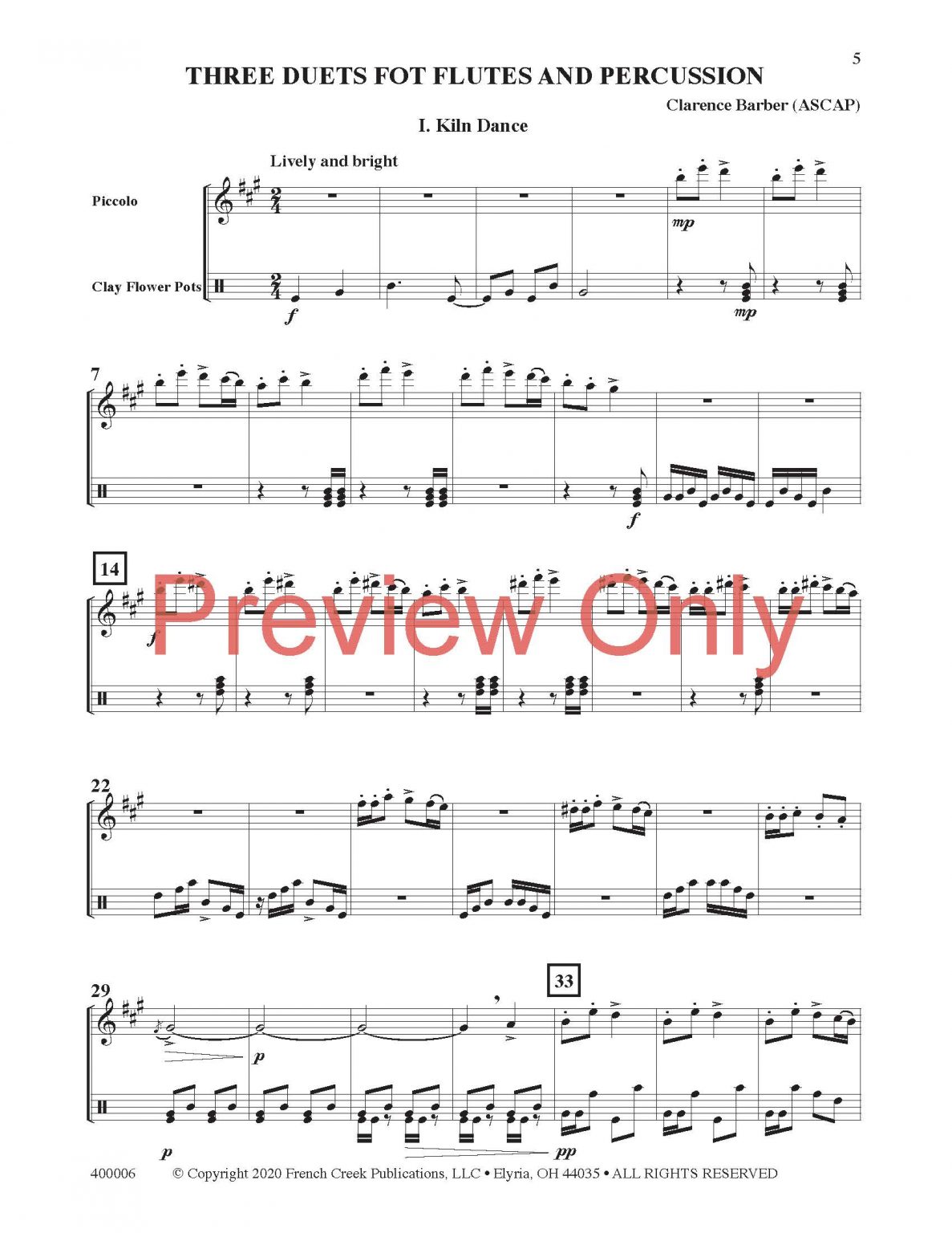 Three Duets for Flutes and Percussion French Creek Publications